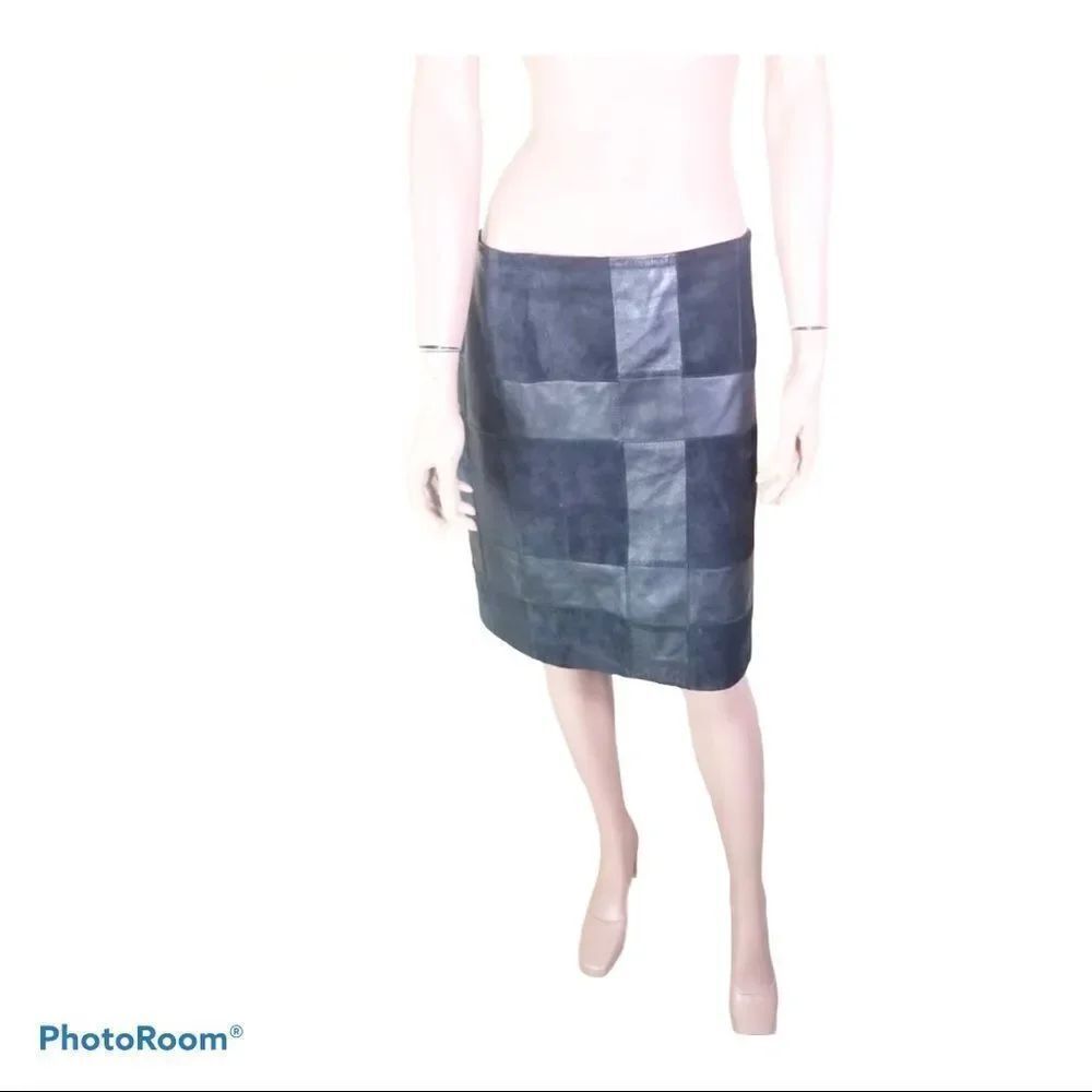 Alfani leather suede geometric pattern skirt 14